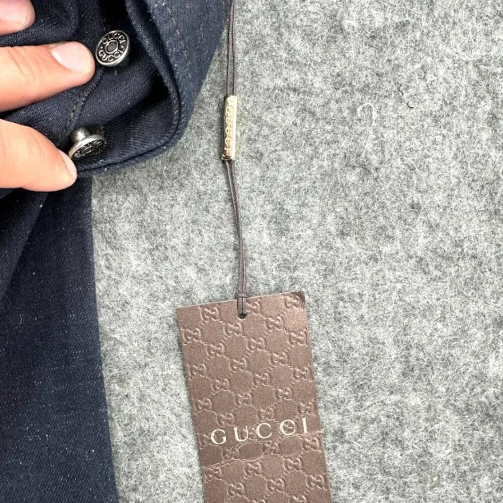 Gucci Dark Blue Denim Jeans‎ IT 48 US 33 Made in Italy Logo Pocket